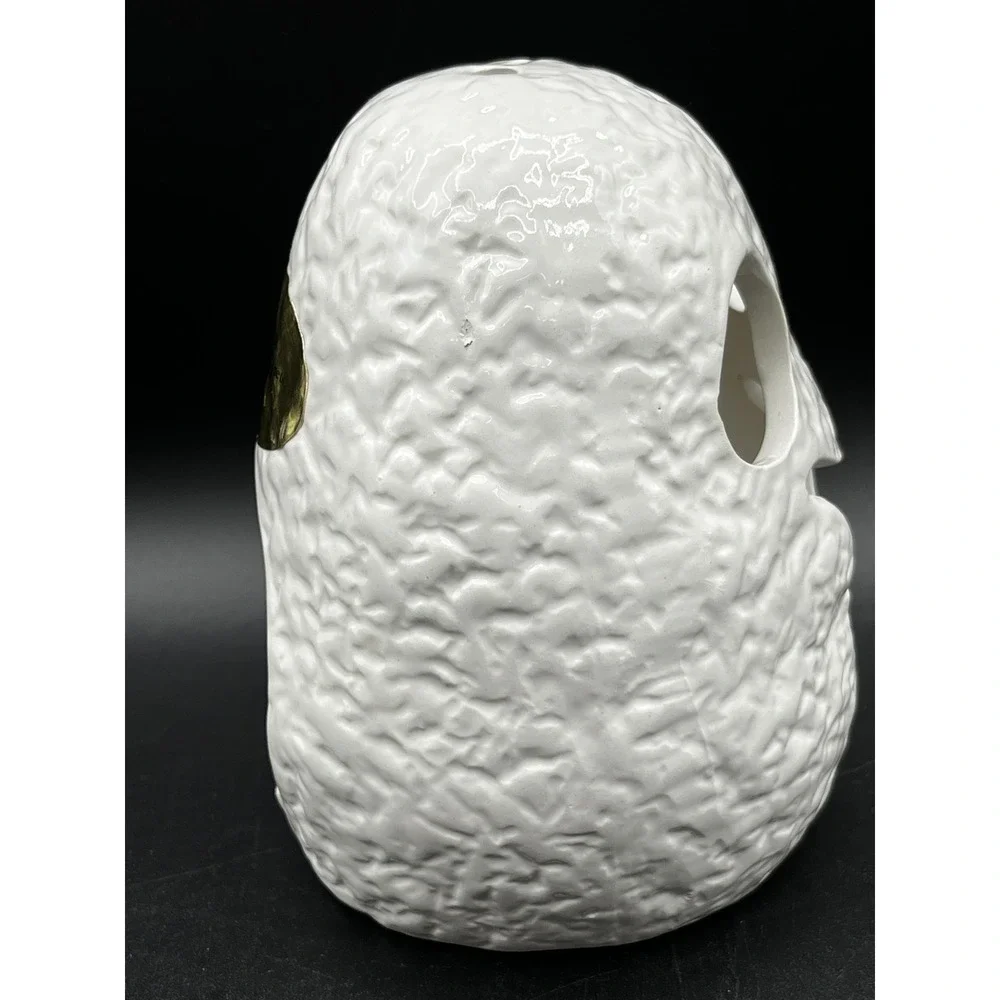 Vtg White Textured Ceramic Ghost Tealight Candle Holder Halloween 5